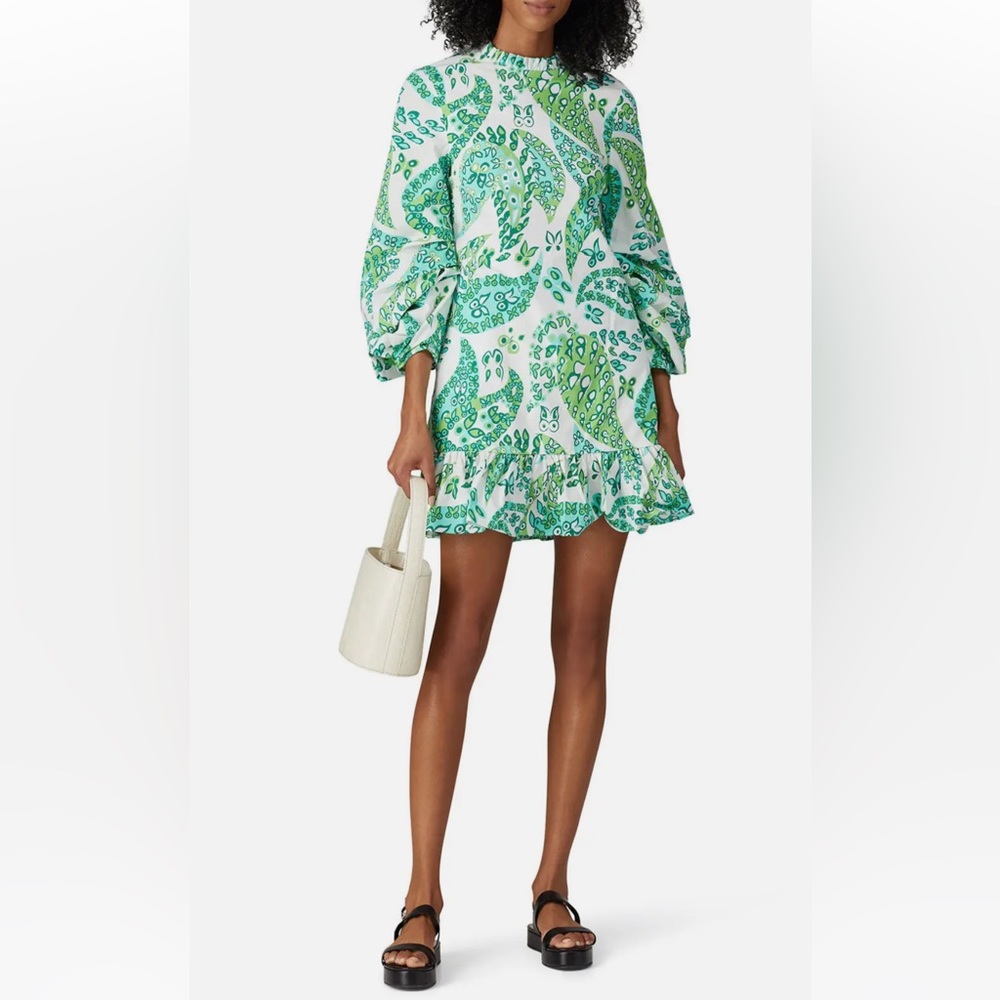 STAUD green paisley Carolina dress size 2